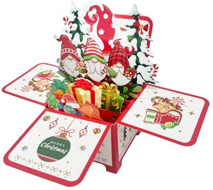 -julkort, jultomtelitkort, lätt och musikkort, papperskort med god jul, festliga semesterkort, unik julhälsning för barn och vuxna (flerfärgad)