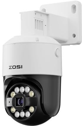 ZOSI C296 5MP 3K PoE Camera Outdoor Indoor with Human Vehicle Detection, Pan/Tilt Dome Cam, Color Night Vision, 2 Way Audio, Floodlights and Siren Alarm,Cloud & Local Storage,Compatible Our PoE NVR