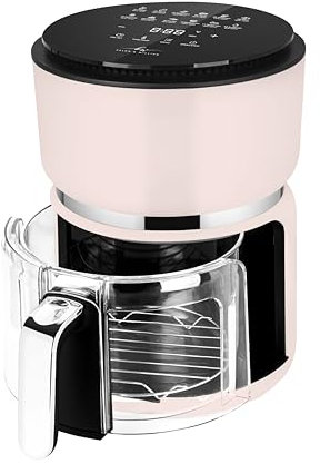 Kelen and Willian Heißluftfritteuse Airfryer aus Borosilikat-Glas 3L - BPA, PFAS & PTFE frei (Rosa)