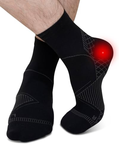 ZFSOCK Calcetines de Compresión para Hombre y Mujer: Calcetines Fascitis Plantar Soporte para Esguince de Tobillo para Aliviar el Dolor de Pies Tendinitis Aquiles Artritis 1 Pares Negro M