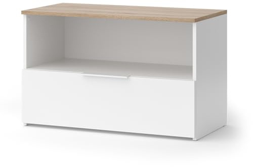 Vicco Credenza Wido, Bianco/Sonoma, 80 x 50 cm con 1 scomparto chiuso, adatto per la conservazione di oggetti domestici