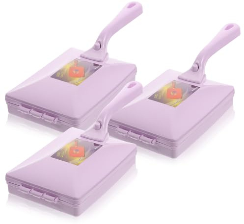 WEKAMOS Lot de 3 Brosses Anti-Peluches Poignée Violette, Rouleaux Doubles pour Enlever Poils d'animaux et Peluches, Brosse Multifonction en Polypropylène pour Nettoyage Maison et Voyage