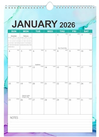 Calendario de pared de papel reciclado de 18 meses de enero de 2026 a junio de 2027, diseño fácil con marcadores navideños, calendario de suministros