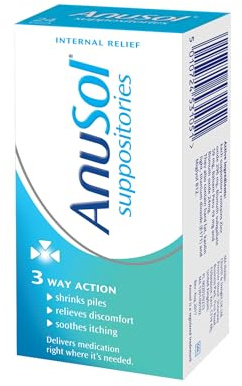 Anusol Haemorrhoid Suppositories, Shrinks Piles, Soothes Itching, 24 Count | Shrinks Piles, Relieves Discomfort, Soothes Itching, Internal Treatment