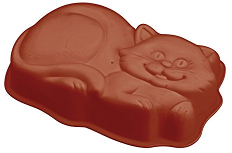 HappyfFlex HF1330 Katzenförmige Silikon-Kuchenform mit 2,15 Liter Fassungsvermögen in Ziegelrot