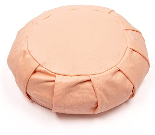 Myga RY1156 Zafu - Cojín de meditación para Yoga con Funda Lavable, cojín de Suelo con Relleno de Trigo sarraceno Natural, diseño de algodón Redondo Suave, Color Rosa