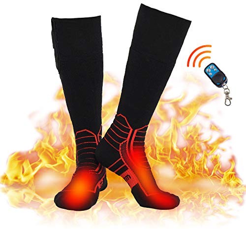 Dr.warm Beheizbare Socken Wiederaufladbare, Elektrische Beheizte Socken für Damen Herren, Winter Heizsocken mit 2 x 3000 mAh Akkus für Radfahren Skifahren Angeln Bergsteigen, Rot M
