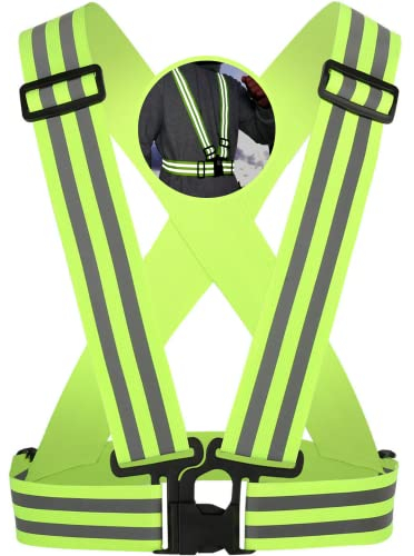 Ongear® Premium Reflektorweste Warnweste mit Doppel Reflektorstreifen | jetzt mit erhöhter Sichtbarkeit | Elastisch einstellbar Kinder bis Erwachsene XXL | EXTRA Reflektierend | Joggen Fahrrad Running