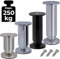 Stahlia Möbelfüße verstellbar (4er Set) 18cm Höhe Edelstahl Optik Ø 38mm Aluminium Schrankfüsse belastbar bis 250Kg Sofa Füße Möbelbeine Metallfüße Regalfüße