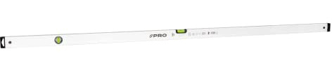 PRO600 Livella a Bolla 180cm con pendenza del 2% - Profilo Ergonomico e Sistema ERS+ (Easy Reading System) Livella bolla e precisa - Tappi di chiusura antiurto - Colore Bianco
