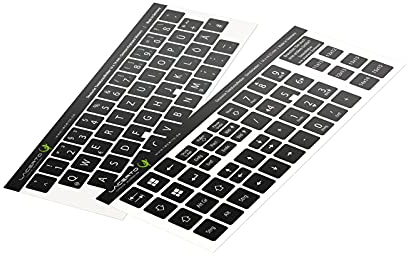 Lacerto® | 14x14mm - Deutsches Aufkleberset für PC & Laptop Tastaturen inkl. Zusatztasten & Ziffernblock | Farbe: Schwarz