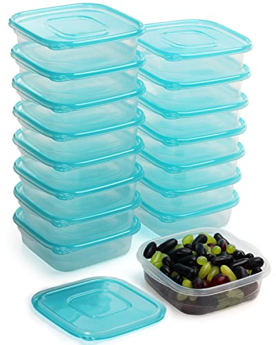 FRESHLY CONTAINED Contenitori per Alimenti Quadrati Plastica Coperchi (16pz) - Contenitori Ermetici Alimenti Senza BPA da 710 ml - Porta Pranzo da Ufficio Adatti Microonde, Congelatore, Lavastoviglie