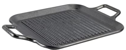 Lodge Bold 12 Inch Seasoned Cast Iron Grill Pan with Loop Handles; Design-Forward Cookware