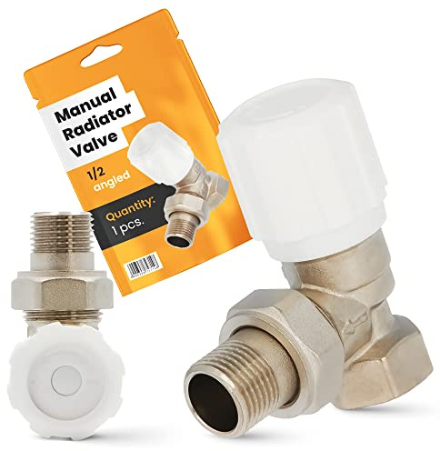 Robinet de Radiateur Manuel Raccordement 1/2'' Équerre Tête de Vanne Installation de Chauffage Thermostatique Contrôle Température Durable