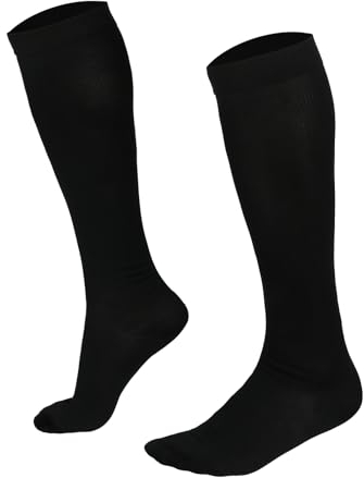 welsberg 1 Paar Sport Kompressionsstrümpfe Größe EU 40-45, Stützstrümpfe Damen und Herren, Schwarz Kompressionssocken mit 15-25 mmHg für Flug Laufen Tennis Reise