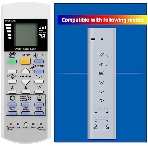 TOTO Replacement Remote Control for Washlet Bidet Toilet Seat SW3084#01, SW3084#12, SW3083#01, SW3083, SW3046#01, SW3046, S500E, S550E, SW3056#01 with Mounting Bracket