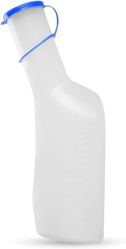 Hygiene100 Bottiglia per urina da uomo, 1 litro/1000 ml, resistente e traslucido, con chiusura, linee di misurazione facili da leggere, portatile da viaggio