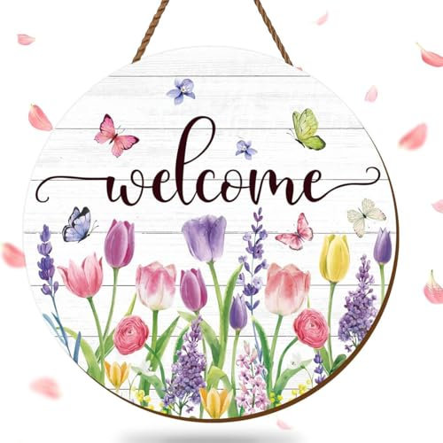EOYVAIL Carteles y placas decorativas,Decoración de letrero de bienvenida de entrada colgante, puerta principal, pared, ventana, porche, letrero de bienvenida de patio de granja