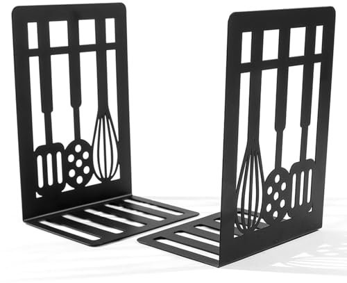 LdawyDE Fermalibri, 2 pezzi Reggilibri in Metallo Reggi Libri Nero Ferma Libri per Libreria per Casa, Ufficio, Biblioteca, Studenti Regalo, 12x9x17.5 cm