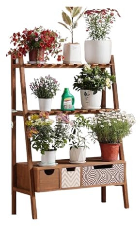 Estantería para Macetas de , Escalera para Flores Trapezoidal con Estantes Soporte Plantas Estante Vertical para Esquina Exterior Interior Balcón Jardín Sala de Estar (Color:B,Size:106X35X120CM