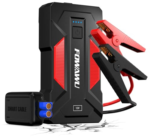 FOWAWU Avviatore Batteria 8000A Avviatore di Emergenza per Auto/Moto, (Motori Fino a 9,5L Gas o 7,5L Diesel),Jump Starter Batteria Auto con Smart-Clip,Torcia a LED