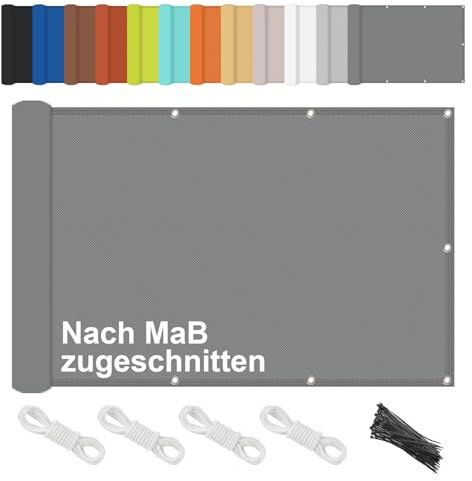 Revestimiento para Balcón, Lona de Protección Solar y contra el Viento, para Jardín Balcón Terraza, con Ataduras de Cables, Muchos Colores y tamaños para Elegir, Antracita, 100x1600cm