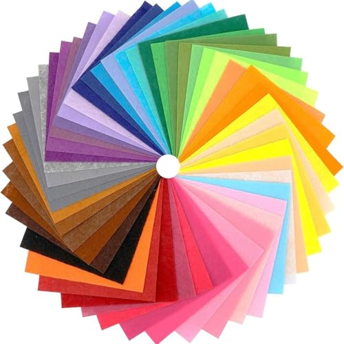 50 Pcs Polyester Felt Sheet(15 x 15 cm)，Pieces of DIY Fabric Crafts Sewing Patches, Colorful Soft Felt Fabric, DIY Production of FELTCrafts