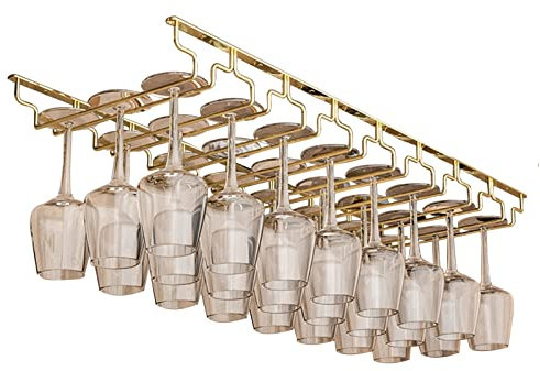 Metall vinglasställ under skåp hållare för kök bar restaurang guld nizer förvaringshängare 91 x 28 x 5,5 cm