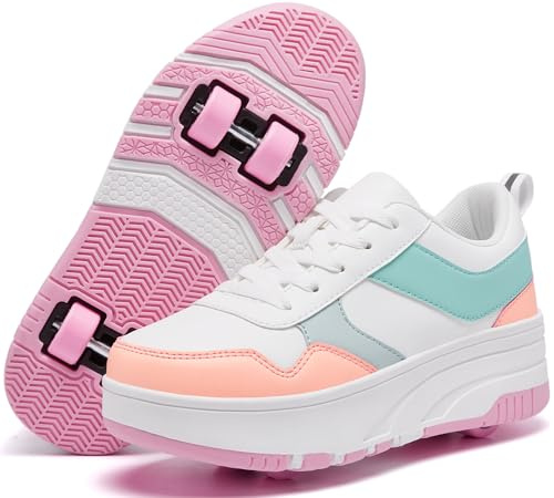 ANEFUN Rullskor för barn, skor med hjul för flickor och pojkar, moderiktiga sneakers med avtagbara hjul