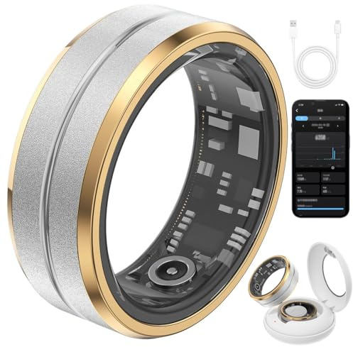 Bague Intelligente pour Hommes et Femmes, Anneau de Suivi de la Condition Physique avec Application, boîtier de Chargement, Suivi du Sommeil, traqueurs pour Le Temps Sportif, la di B 12