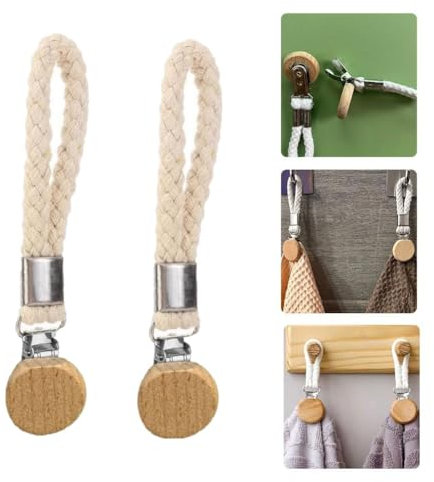 Lot de 2 pinces à linge à suspendre en métal avec boucle de suspension, pour torchon, serviette de plage, essuie-mains, pour la maison, la cuisine, la salle de bain