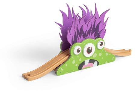 Bigjigs Rail Monster Bridge – tema trätågset tillbehör för barn, barntåg och tillbehör, småbarnsleksaker och expansionsset, ålder 3 + år