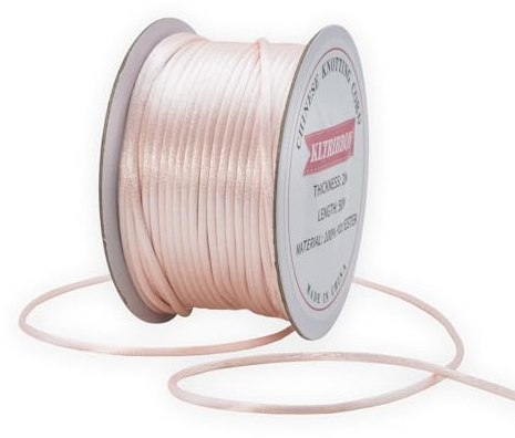 KLTRIBBON Cordoncino in raso rosa da 2 mm, per la creazione di gioielli, bracciali, collane, filo per perline, macramè, kumihimo, nodi cinesi, 50 metri