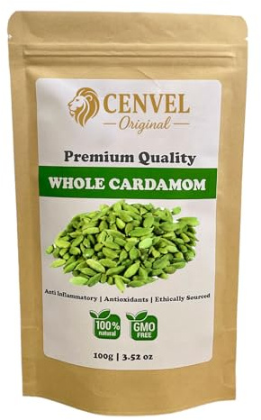 Whole Green Cardamom Pods | Premium Quality Spice | 100% Natural and Aromatic | Vegan | Gluten Friendly | Non-GMO | 100g (100g)