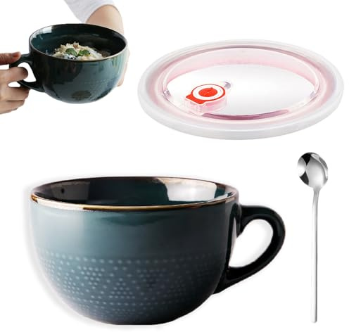 Tazza da Caffè Grande, 700ml Tazza da Caffè in Ceramica, Tazza da caffè Grande con Manico, Riutilizzare Tazza per Cereali, Ciotola in Porcellana, Adatta, Lavabile in Lavastoviglie(Verde Scuro)