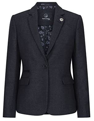 Blazer in Tweed Misto Lana Color Nero da Donna, Vestibilità Sartoriale