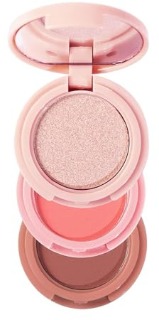 Golden Hour & Coral Flush & Bronze Shadow Palette de maquillage 3 en 1 avec miroir, poudre mate scintillante, mélangable, adaptée aux voyages, sans cruauté envers les animaux