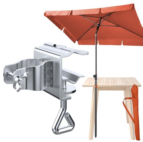 4smile Sonnenschirm Balkon SunnyShade 3-in-1 SET in Orange - UPF 50+ Sonnenschirm rechteckig 200 x 125 cm + multifunktionale Sonnenschirmhalter für Balkontische/Beistelltische + Sonnenschirmhülle