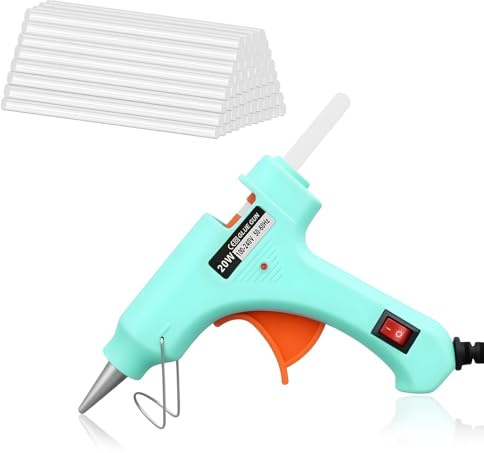 Pistola Silicona Caliente, Mini Pistola Silicona Manualidades 20W con 60pcs 7mm*100mm Barras, Juego de Pistola de Silicona para la Escuela, Manualidades, DIY, Arte o Reparaciones