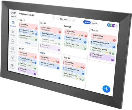 Zunate Calendario Interattivo Touch Screen da 15,6 Pollici per Pianificazione Familiare Intelligente con Grafico dei Lavori Domestici e Piano della Cena, Configurazione Semplice per e IOS, Resta (#1)