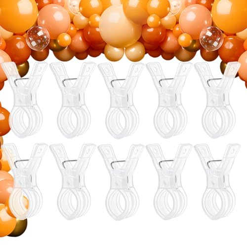 Kreapa Balloon Arch Clips, 10 Pack 3.5 Inch Clear Plastic Clips for Balloon Arch, Backdrop Clamps, Heavy Duty Spring Clamps for Party Decoration Crafts and Photography Studios | Transparent, Heavy Duty Spring Clamps for Balloon Arch, Clips for Balloon Arch Backdrop