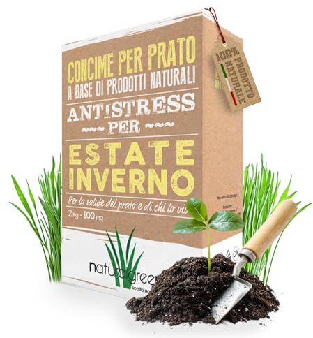 B4GREEN Concime Prato Estate e Inverno (100m²) – Concime per Prato Estate Antistress, Fertilizzante per Prato Resistente a Caldo e Siccità, Verde e Sano Tutto l'Anno 2kg