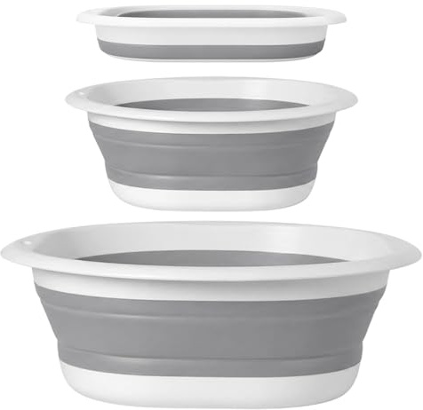 2 PCS Collapsible Washing Up Bowl, Foldable Design for Kitchen and Camping Use, Compact Storage Space Saving Solution, Durable Plastic Material with Easy Clean Surface, Lightweight Portable Bowl for O