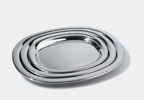 Alessi Servierplatte, Edelstahl, Silber, 10 x 25 x 29.5 cm