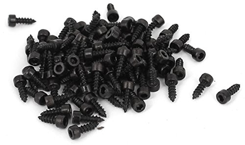 sourcing map Tornillos autorroscantes de cabeza hexagonal roscada de acero al carbono de 2 mm x 6 mm 100 piezas