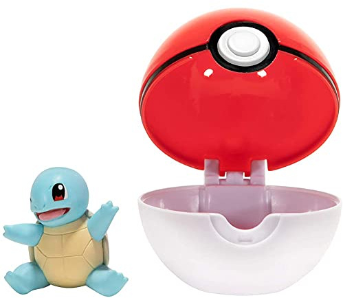Pokémon Pokemon Clip and Go Pokeball & Pokemon Figur Squirtle Schiggy – 5 cm Figuren - Neue 2023 - Offiziell Lizenziert Pokemon Spielzeug