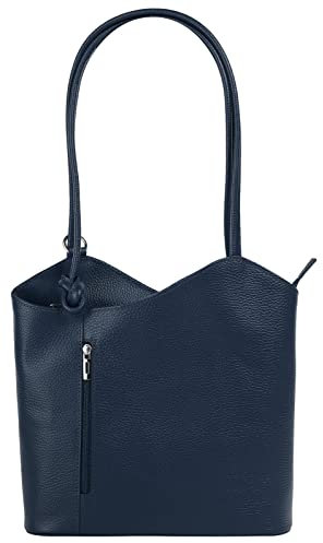 Cluty Shopper Rucksack Kombination Echt Leder Damen | Made in Italy, 2in1 Shopper, Handtasche zum Umwandeln, Rucksack mit Smartphonefach, Reißverschlussfächer | 016715