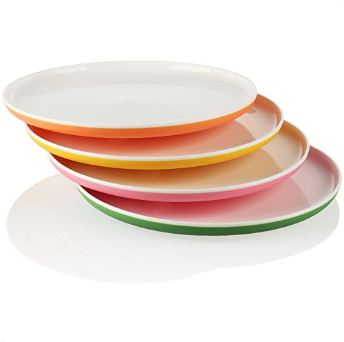 com-four® 4x Teller - Kunststoffteller in bunten Farben - wiederverwendbare Multifunktionsteller - bruchfest [Auswahl variiert] (4 Stück - bunt)