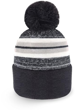 CHOK.LIDS Plain Color Stripe Beanies for Men and Women Soft Acrylic Knit Cuffed Beanie Cap Winter Hat Outdoor (Charcoal)