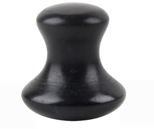 Sun & Sia - Masseur Visage Champi Gua Sha en Pierre Naturelle de Jade Noir - Idéal pour Rafraîchir Le Teint, Traiter Les Poches et Cernes, Stimuler la Circulation - Peau Plus Ferme et Élastique